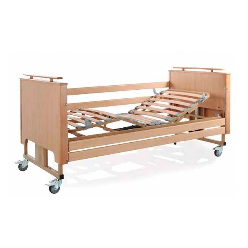 Cama Electrica Elevable Madera 'LOW' Barandilla Madera