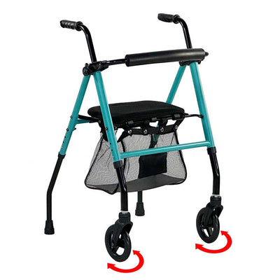 Andador de Aluminio Asiento, Ruedas Giratorias y Tacos