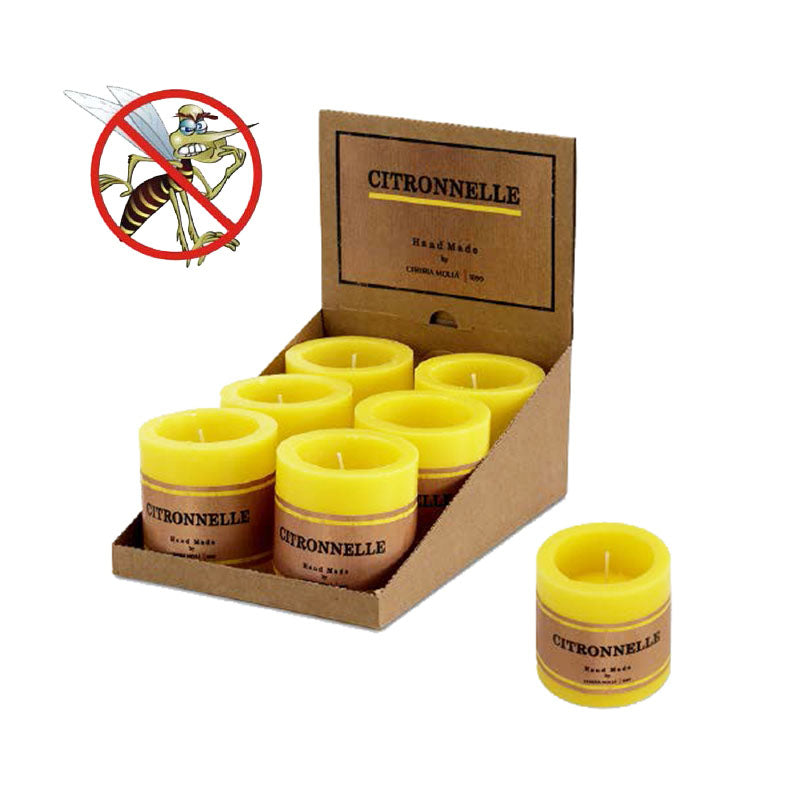 Vela Hueca Antimosquitos Citronella (8x8cm.)