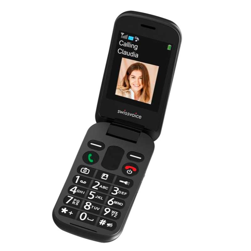Teléfono Móvil con Tapa S38 -Negro- — SwissVoice