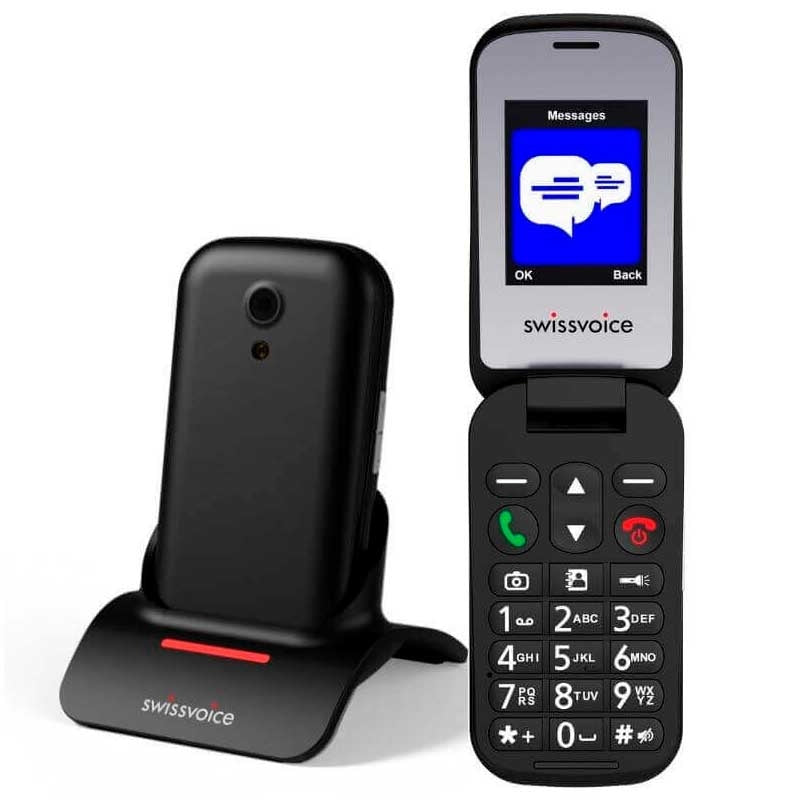 Teléfono Móvil con Tapa S24 -Negro- — SwissVoice