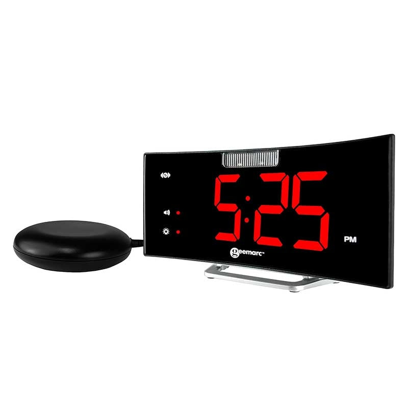 Despertador Números Grandes y Vibrador de Almohada Wake ‘n’ Shake Curve — Geemarc