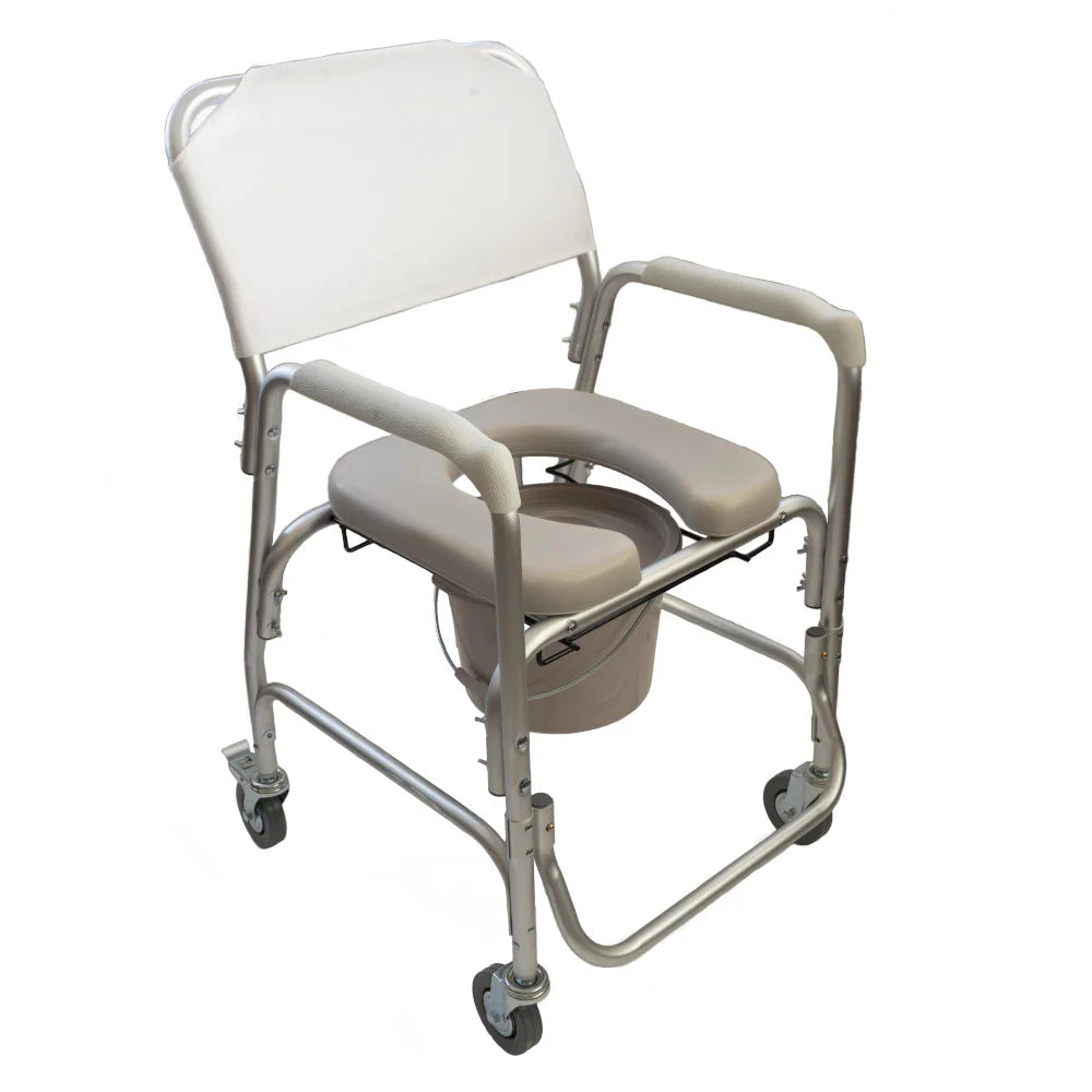 Silla con Inodoro de Aluminio con Ruedas