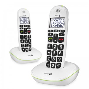 Doro PhoneEasy 110 Duo - Teléfono Inalámbrico Teclas Parlantes -Blanco-