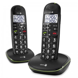 Doro PhoneEasy 110 Duo - Teléfono Inalámbrico Teclas Parlantes -Negro-